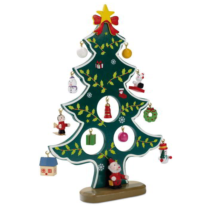Houten Kerstboom met hangers