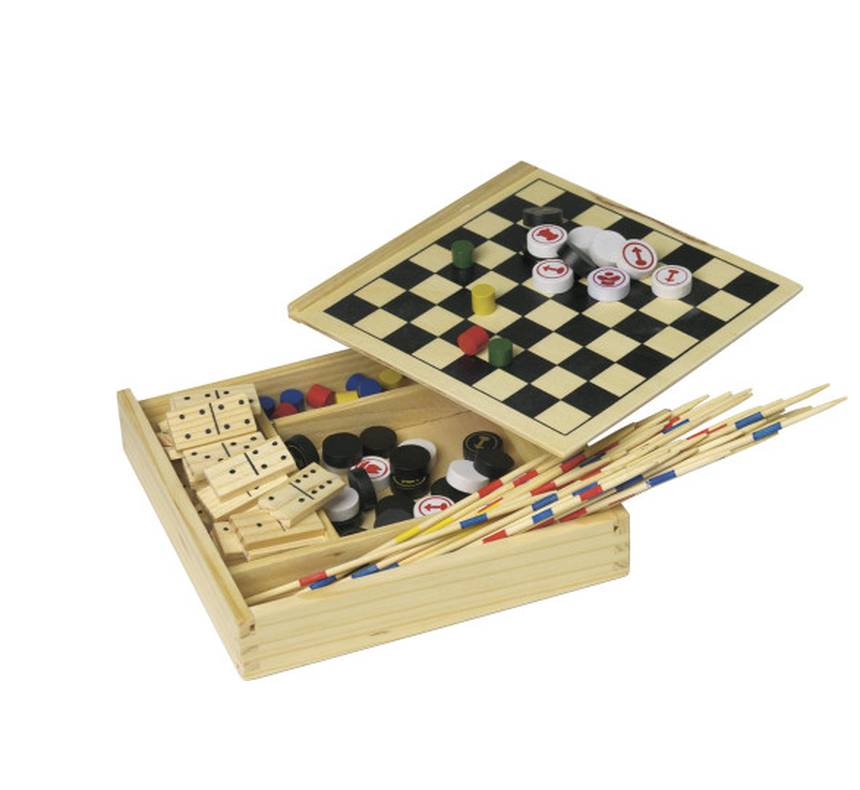 Houten spellenset 5 in 1