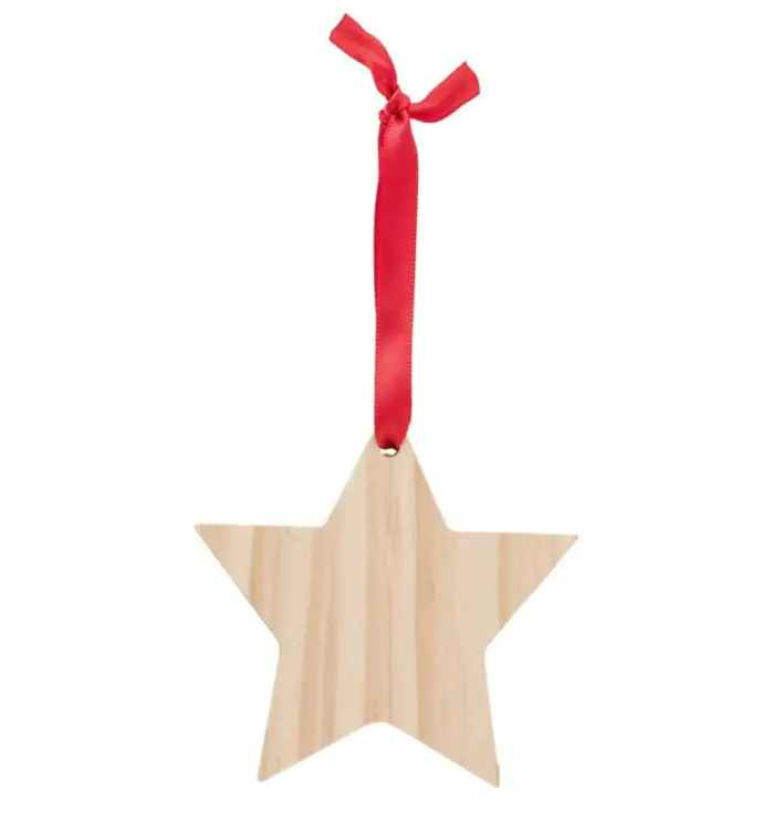 Houten Kerstster met lint