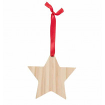 Houten Kerstster met lint